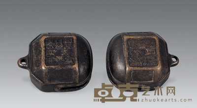 清嘉庆 铸铜摇铃(两只) 8×6.5cm